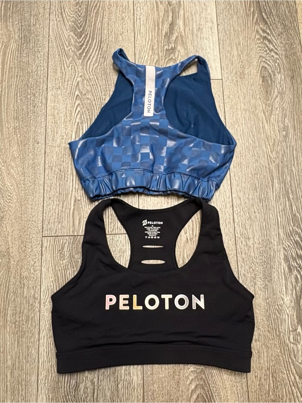 Bundle of Peloton Black and Blue Athletic Sports Bra Duo